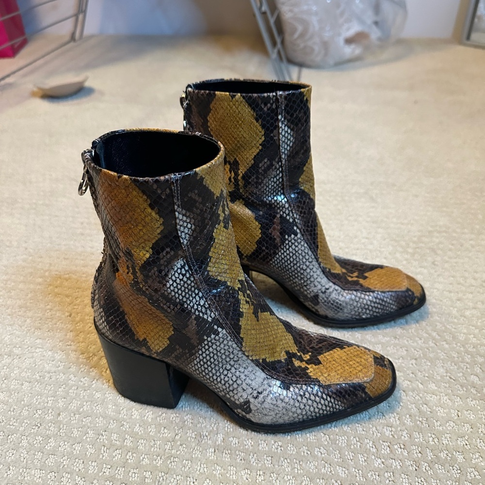 Ayede Snakeskin Pattern Ankle Boots